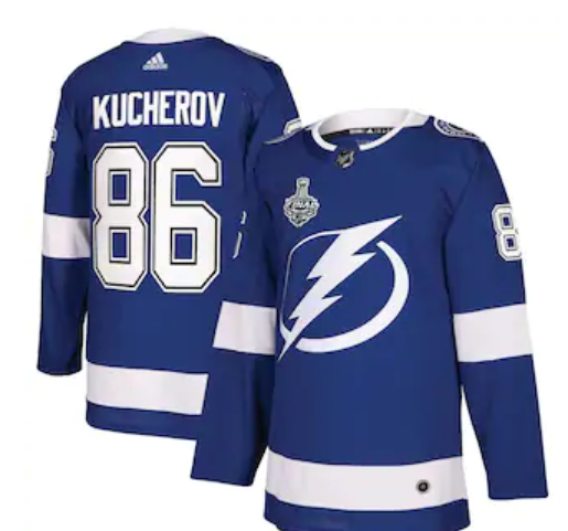 Men's Adidas Tampa Bay Lightning #86 Nikita Kucherov Blue Stanley Cup Finals Blue Stitched Jersey